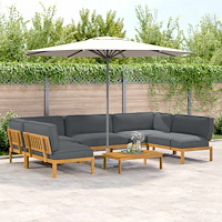 vidaXL Soffset med kudde Enfärgad 6 pcs Antracit Massivt Akaciaträ