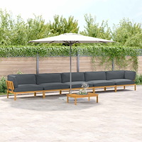 vidaXL Soffset med kudde Enfärgad 6 pcs Antracit Massivt Akaciaträ