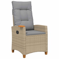 vidaXL Fällstol med tehylla med kudde 62 x 64 x 112 cm konstrotting