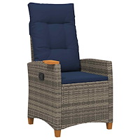 vidaXL Fällstol med tehylla med kudde 62 x 64 x 112 cm konstrotting