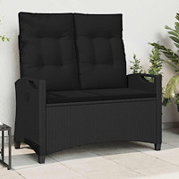 vidaXL Trädgårdsbänk Svart 105 x 60 x 112 cm Stål och Polyester