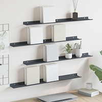 vidaXL Flytande hylla Väggmonterad 4 pcs Antracit 80 x 9 x 2,5 cm Stål