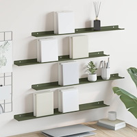 vidaXL Flytande hylla Väggmonterad 4 pcs Olivgrön 80 x 9 x 2,5 cm Stål