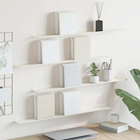 vidaXL Flytande hylla Väggmonterad 4 pcs Vit 80 x 9 x 2,5 cm Stål