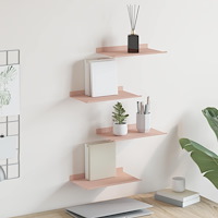 vidaXL Flytande hylla Väggmonterad 4 pcs Rosa 30 x 18 x 2,5 cm Stål