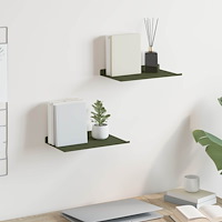 vidaXL Flytande hylla 2 pcs Olivgrön 30 x 18 x 2,5 cm Stål