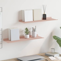 vidaXL Flytande hylla Väggmonterad 2 pcs Rosa 60 x 18 x 2,5 cm Stål