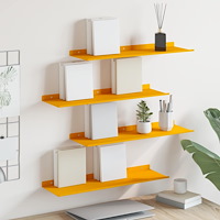 vidaXL Flytande hylla 4 pcs Senapsgul 60 x 18 x 2,5 cm Stål