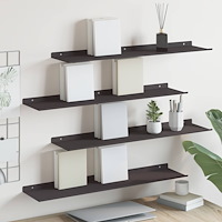 vidaXL Flytande hylla Väggmonterad 4 pcs Svart 80 x 18 x 2,5 cm Stål