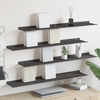 vidaXL Flytande hylla Väggmonterad 4 pcs Svart 100 x 18 x 2,5 cm Stål