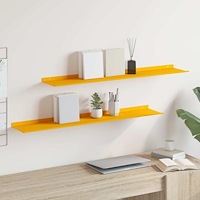 vidaXL Flytande hylla 2 pcs Senapsgul 100 x 18 x 2,5 cm Stål