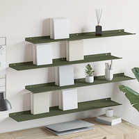 vidaXL Flytande hylla 4 pcs Olivgrön 100 x 18 x 2,5 cm Stål