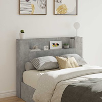 vidaXL Huvudgavelsskåp med LED med hylla Betong 140 x 16,5 x 103,5 cm