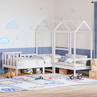 vidaXL Dagbädd med bänk och tak vit 80x200 cm massiv furu