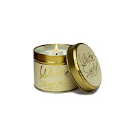LILY FLAME CANDLES White Suede -Scented Tin Candle