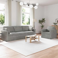 vidaXL Soffset 2 pcs Ljusgrå 228 x 78 x 80 cm Sammet