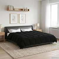 vidaXL Full Års-Duvet Quiltad Svart 200 x 220 cm Mikrofiber
