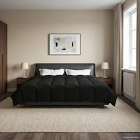 vidaXL Full Års-Duvet Quiltad Svart 220 x 240 cm Mikrofiber