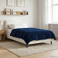 vidaXL Full Års-Duvet Quiltad Mörkblå 140 x 200 cm Mikrofiber