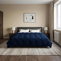 vidaXL Full Års-Duvet Quiltad Mörkblå 200 x 240 cm Mikrofiber