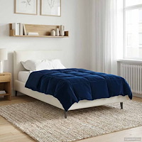 vidaXL Full Års-Duvet Quiltad Mörkblå 140 x 220 cm Mikrofiber