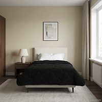 vidaXL Sommar Duvet Svart 140 x 200 cm Mikrofiber och Teddyfleece