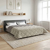 vidaXL Full Års-Duvet Ljusgrå 200 x 200 cm Mikrofiber och Teddyfleece