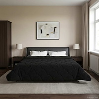 vidaXL Full Års-Duvet Svart 200 x 200 cm Mikrofiber och Teddyfleece