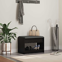 vidaXL Hallbänk Svart Ek 63 x 38 x 45 cm Konstruerat Trä och Tyg