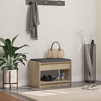 vidaXL Hallbänk Sonoma-ek 63 x 38 x 45 cm Konstruerat Trä och Tyg