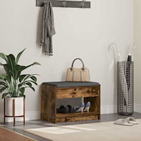 vidaXL Hallbänk Rökt Ek 63 x 38 x 45 cm Konstruerat Trä och Tyg