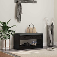 vidaXL Hallbänk Svart Ek 83 x 38 x 45 cm Konstruerat Trä och Tyg