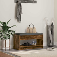 vidaXL Hallbänk Rökt Ek 83 x 38 x 45 cm Konstruerat Trä och Tyg