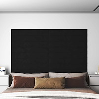vidaXL Väggsänggavel 12 pcs Svart 90 x 15 cm Sammet