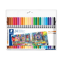 Staedtler A/S Douple-ended fibre tip pens pastel & Standard 24 colors