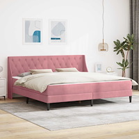 vidaXL Sängram med madrass med madrass Rosa 200 x 200 cm Sammet