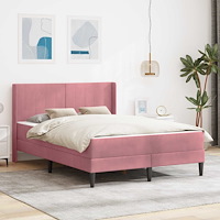 vidaXL Sängram med madrass med huvudgavel Rosa 160 x 200 cm Sammet
