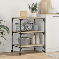 vidaXL Köksvagn Sonoma-ek 60 x 41 x 76 cm Konstruerat trä