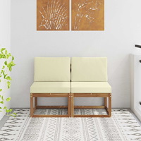 vidaXL 2 Stycke Utomhus Mellansoffa Massivt Akaciaträ Naturfärg