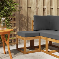 vidaXL Pallbänk med kudde Naturlig och Antracit 43 x 43 x 37 cm