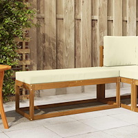 vidaXL Utomhus Stolbänk med kudde Naturlig och Grädde 115 x 43 x 45 cm