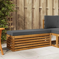 vidaXL Pallbänk med kudde Naturlig och Antracit 115 x 43 x 37 cm