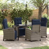 vidaXL Trädgårdsmöbelset med kudde 5 pcs Grå konstrotting