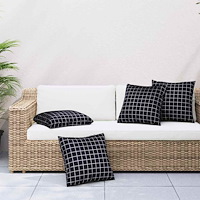 vidaXL Spridda Kuddar 4 pcs Svart Rutigt 40 x 40 cm Polyester Tyg