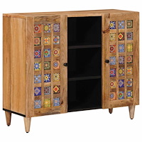 vidaXL Sideboard med dörr Naturfärg 90 x 33,5 x 75 cm Massivt mangoträ