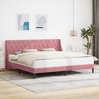 vidaXL Sängram med huvudgavel Rosa 200 x 200 cm Sammet