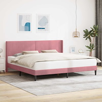 vidaXL Sängram med huvudgavel Rosa 200 x 200 cm Sammet