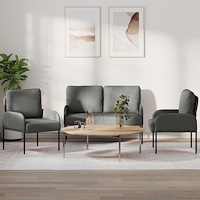 vidaXL Soffgrupper med kudde 3 pcs Mörkgrå 115 x 56 x 80 cm Plywood