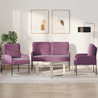 vidaXL Soffgrupper med kudde 3 pcs Lila 115 x 56 x 80 cm Plywood