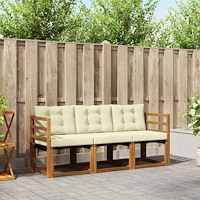 vidaXL Utomhussoffset med kudde 3 pcs Naturlig och Grädde